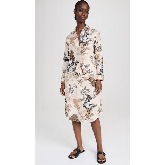 NWT Las Sureñas Clara Portrait Linen Shirt Dress Linen Cotton Animal Floral Sz S - Picture 7 of 16